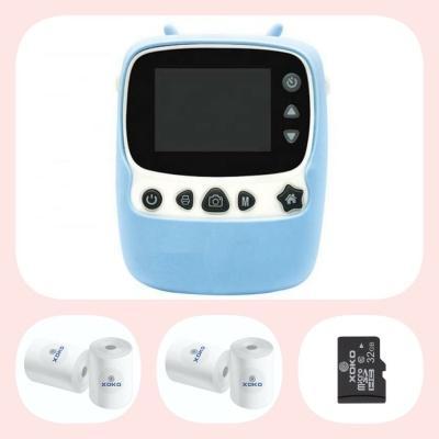 Комплект!Цифровой детский фотоаппарат-принтер XOKO KVR-1000 Blue +бумага для печати (4 шт) + карта памяти 32Gb