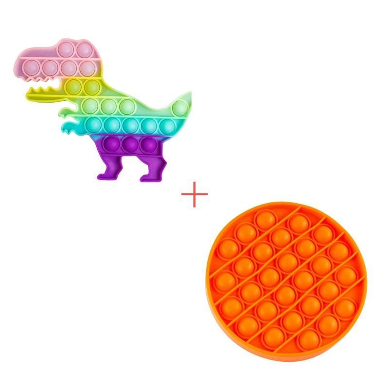 Набір 2 в 1 :Іграшка антистрес Sibelly Pop It Дінозавр Glow in Dark + Mono Коло Orange