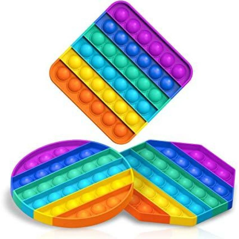 Набір 3 в 1 : Іграшка антистрес Sibelly Pop It Rainbow Square+Circle+Octagon