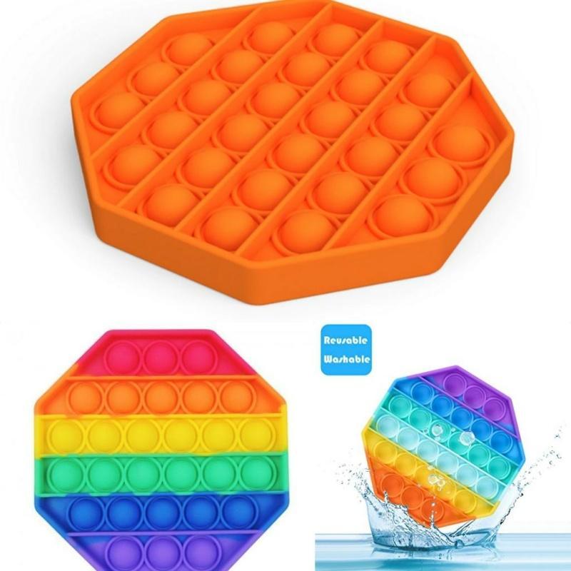 Набір іграшок антистрес  Sibelly Pop It Rainbow Square х 2 шт + Yellow Octagon