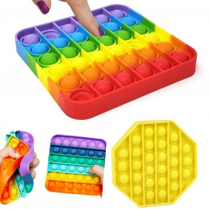 Набір іграшок антистрес  Sibelly Pop It Rainbow Square х 2 шт + Yellow Octagon
