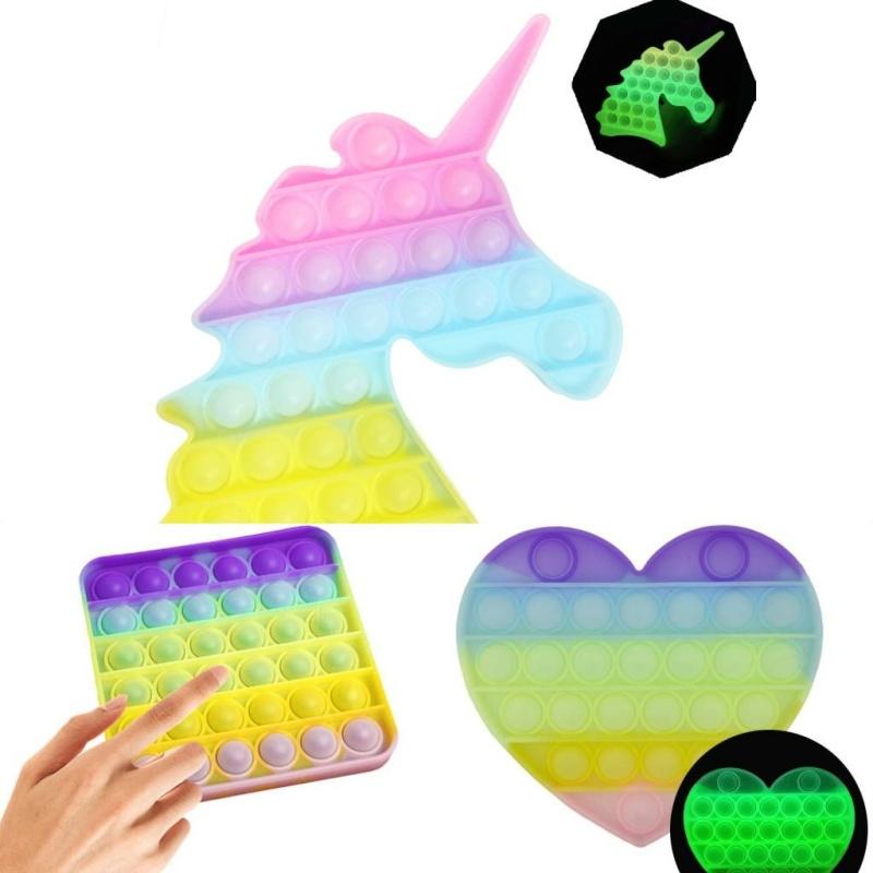 Набір іграшок антистрес Sibelly Pop It Neon Unicorn + Square + Heart х 3 шт